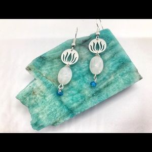 Unique, handmade earrings; silver & silver plated aspects & semi-precious stones